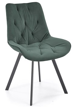 Zielone pikowane krzesło z funkcją obracania - Blubell ze sklepu Edinos.pl w kategorii Krzesła - zdjęcie 172232478