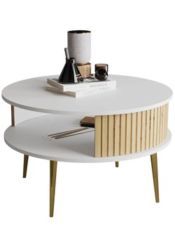 Biały okrągły stolik kawowy w stylu glamour - Gaxi 5X ze sklepu Edinos.pl w kategorii Stoliki kawowe - zdjęcie 172232526
