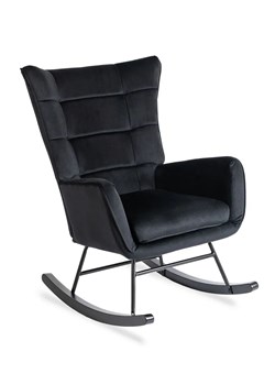 Czarny welurowy fotel bujany - Velkos ze sklepu Edinos.pl w kategorii Fotele - zdjęcie 172232529
