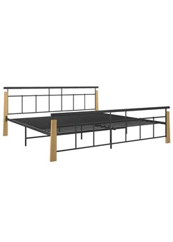Metalowe łóżko rustykalne czarny + jasny dąb 180x200 cm - Paresa ze sklepu Edinos.pl w kategorii Łóżka i materace - zdjęcie 172232598