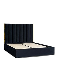 Czarne tapicerowane łóżko małżeńskie glamour 160x200 - Alzo ze sklepu Edinos.pl w kategorii Łóżka i materace - zdjęcie 172232695