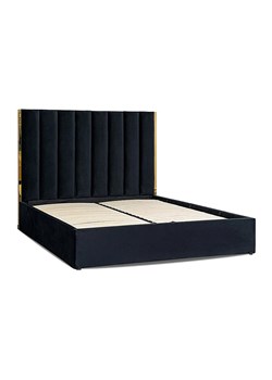 Czarne tapicerowane łóżko małżeńskie glamour 160x200 - Sekros ze sklepu Edinos.pl w kategorii Łóżka i materace - zdjęcie 172232695