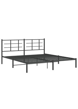 Czarne metalowe łóżko małżeńskie 180x200 cm - Laxo ze sklepu Edinos.pl w kategorii Łóżka i materace - zdjęcie 172232749