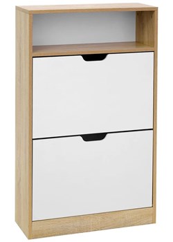 Skandynawska wąska szafka na buty do przedpokoju dąb + biały N8-S73 ze sklepu Edinos.pl w kategorii Zestawy mebli do przedpokoju - zdjęcie 172233188