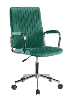 Welurowy fotel obrotowy butelkowa zieleń - Tevors ze sklepu Edinos.pl w kategorii Krzesła biurowe - zdjęcie 172233205