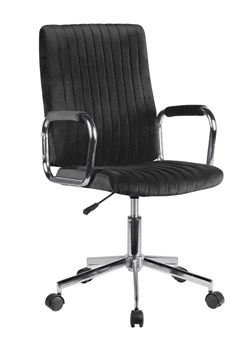 Czarny welurowy fotel obrotowy - Tevors ze sklepu Edinos.pl w kategorii Krzesła biurowe - zdjęcie 172233216