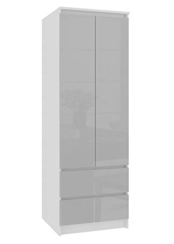 Nowoczesna szafa z szufladami biały + metalik połysk - Oferos 4X ze sklepu Edinos.pl w kategorii Szafy - zdjęcie 172233647