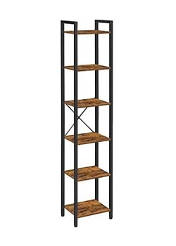Wąski Regał Z 6 Półkami W Stylu Loft Rustykalny Brąz K2-H05 ze sklepu Edinos.pl w kategorii Regały i witryny - zdjęcie 172233697