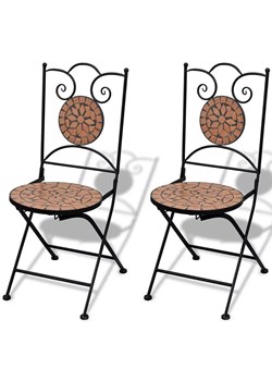 Zestaw ceramicznych krzeseł ogrodowych Leah - brązowy ze sklepu Edinos.pl w kategorii Krzesła ogrodowe - zdjęcie 172234687