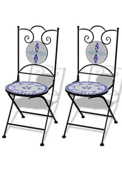 Zestaw ceramicznych krzeseł ogrodowych Leah - niebieski ze sklepu Edinos.pl w kategorii Krzesła ogrodowe - zdjęcie 172234697