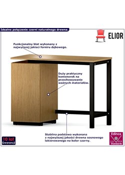 Drewniane biurko z kontenerkiem Fibi X2 ze sklepu Edinos.pl w kategorii Biurka i sekretarzyki - zdjęcie 172235508