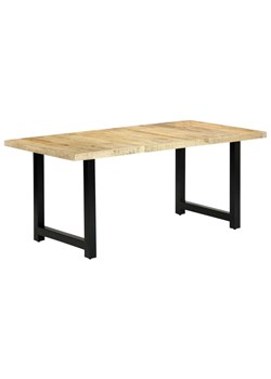 Stół z drewna mango Buzel 2X – jasnobrązowy i czarny ze sklepu Edinos.pl w kategorii Stoły - zdjęcie 172235936