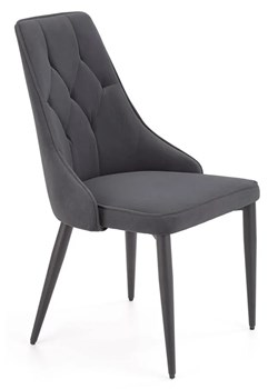 Szare eleganckie welurowe krzesło pikowane F6-B30 ze sklepu Edinos.pl w kategorii Krzesła - zdjęcie 172237378