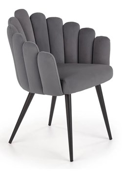 Eleganckie tapicerowane krzesło glamour Zusi - popiel ze sklepu Edinos.pl w kategorii Krzesła - zdjęcie 172237546