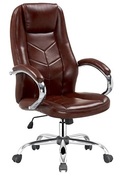 Brązowy fotel obrotowy ze skóry ekologicznej - Waldon ze sklepu Edinos.pl w kategorii Krzesła do biurka - zdjęcie 172238007