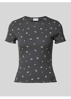T-shirt z efektem prążkowania i kwiatowym wzorem ze sklepu Peek&Cloppenburg  w kategorii Bluzki damskie - zdjęcie 172238747