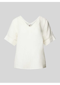 Bluzka lniana z dekoltem w serek ze sklepu Peek&Cloppenburg  w kategorii Bluzki damskie - zdjęcie 172238808