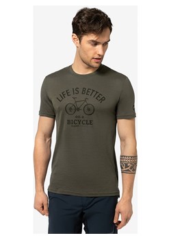 super.natural Koszulka &quot;Better Bike&quot; w kolorze khaki ze sklepu Limango Polska w kategorii T-shirty męskie - zdjęcie 172239626