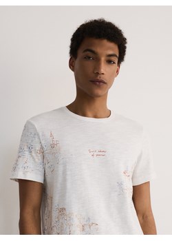Reserved - T-shirt regular z nadrukiem - złamana biel ze sklepu Reserved w kategorii T-shirty męskie - zdjęcie 172242017