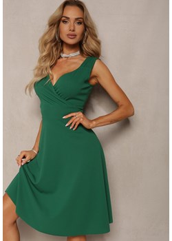 Zielona Kopertowa Sukienka Wieczorowa na Ramiączkach Puremia ze sklepu Renee odzież w kategorii Sukienki - zdjęcie 172242386