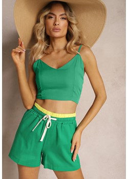 Zielone Szorty z Bawełny z Gumką w Talii Timapella ze sklepu Renee odzież w kategorii Szorty - zdjęcie 172242475