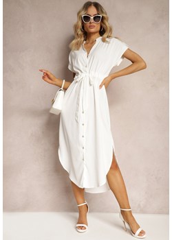 Biała Sukienka Koszulowa z Krótkim Rękawem Yasminine ze sklepu Renee odzież w kategorii Sukienki - zdjęcie 172242505