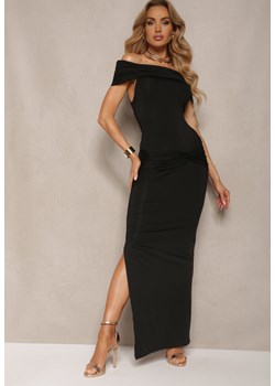 Czarna Dopasowana Sukienka z Marszczeniami i Hiszpańskim Dekoltem Quremia ze sklepu Renee odzież w kategorii Sukienki - zdjęcie 172242837