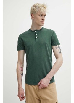 Superdry t-shirt bawełniany męski kolor zielony gładki ze sklepu ANSWEAR.com w kategorii T-shirty męskie - zdjęcie 172243905