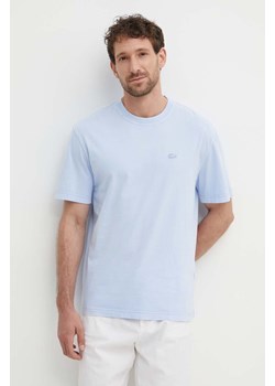 Lacoste t-shirt bawełniany męski kolor niebieski gładki ze sklepu ANSWEAR.com w kategorii T-shirty męskie - zdjęcie 172243959