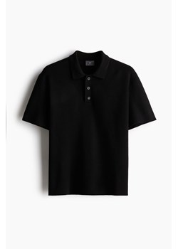 H & M - Dzianinowy top polo Regular Fit - Czarny ze sklepu H&M w kategorii T-shirty męskie - zdjęcie 172244909