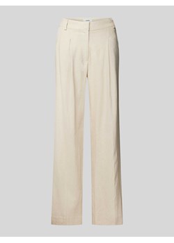 Spodnie lniane z szeroką nogawką i zakładkami w pasie model ‘Cristiana’ ze sklepu Peek&Cloppenburg  w kategorii Spodnie damskie - zdjęcie 172244919