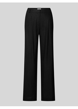 Spodnie lniane z szeroką nogawką i zakładkami w pasie model ‘Cristiana’ ze sklepu Peek&Cloppenburg  w kategorii Spodnie damskie - zdjęcie 172244925