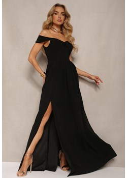 Czarna Elegancka Długa Sukienka Hiszpanka Wykończona Rozcięciem na Dole Idelia ze sklepu Renee odzież w kategorii Sukienki - zdjęcie 172246816