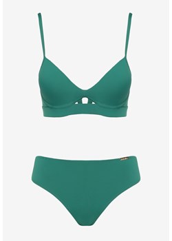 Zielone 2-Częściowe Bikini Stanik z Ozdobnym Wycięciem i Majtki Figi Curbia ze sklepu Renee odzież w kategorii Stroje kąpielowe - zdjęcie 172246948