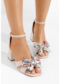 Beżowe sandały na słupku Egota ze sklepu Zapatos w kategorii Sandały damskie - zdjęcie 172249447