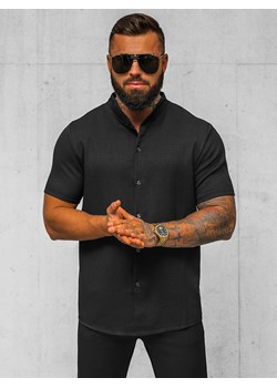 Koszula męska z krótkim rękawem czarna OZONEE O/Y972T ze sklepu ozonee.pl w kategorii Koszule męskie - zdjęcie 172249807