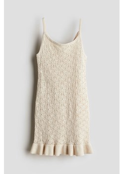 H & M - Dzianinowa sukienka na ramiączkach - Beżowy ze sklepu H&M w kategorii Sukienki dziewczęce - zdjęcie 172250806