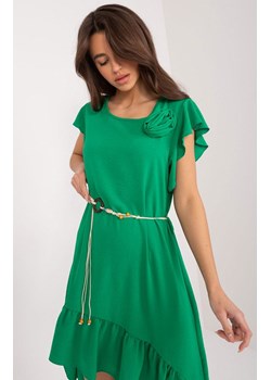 Asymetryczna sukienka z falbaną zielona DHJ-SK-8921.98, Kolor zielony, Rozmiar uniwersalny, ITALY MODA ze sklepu Primodo w kategorii Sukienki - zdjęcie 172251688