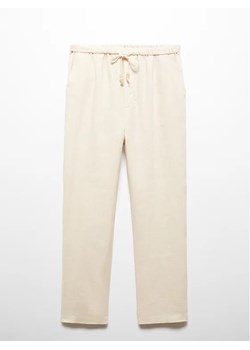 Mango Spodnie materiałowe Linen 67075724 Écru Regular Fit ze sklepu MODIVO w kategorii Spodnie damskie - zdjęcie 172253955