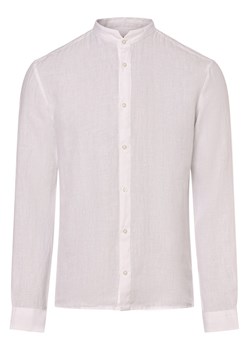HUGO Męska koszula lniana - Elvory Mężczyźni Slim Fit len biały jednolity ze sklepu vangraaf w kategorii Koszule męskie - zdjęcie 172255909