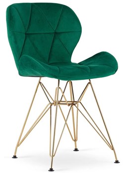Komplet zielonych nowoczesnych welurowych krzeseł 4 szt. - Sarema ze sklepu Edinos.pl w kategorii Krzesła - zdjęcie 172256976