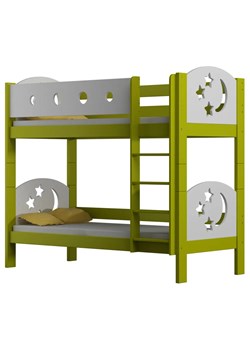 Zielone drewniane łóżko piętrowe z gwiazdkami - Mimi 3X 180x80 cm ze sklepu Edinos.pl w kategorii Łóżka dziecięce - zdjęcie 172257007