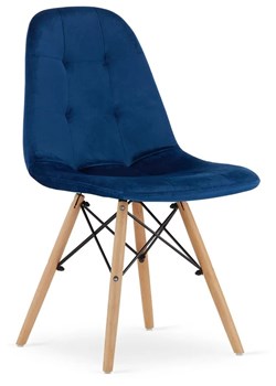 Komplet czterech granatowych krzeseł welurowych - Zipro ze sklepu Edinos.pl w kategorii Krzesła - zdjęcie 172257149