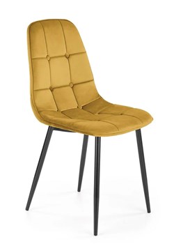 Musztardowe pikowane krzesło welurowe - Volter ze sklepu Edinos.pl w kategorii Krzesła - zdjęcie 172257425