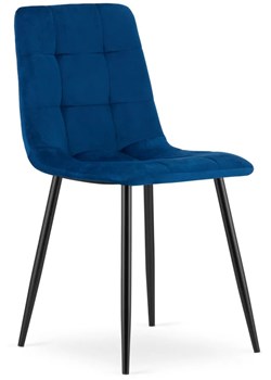 Niebieskie welurowe krzesło do stołu - Fabiola 4X ze sklepu Edinos.pl w kategorii Krzesła - zdjęcie 172257536