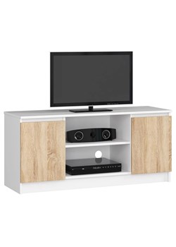 Skandynawska szafka RTV biała + dąb sonoma W0-F77 ze sklepu Edinos.pl w kategorii Szafki RTV - zdjęcie 172257856