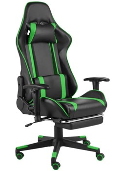 Czarno-zielony fotel do gier z podnóżkiem - Epic Gamer ze sklepu Edinos.pl w kategorii Krzesła biurowe - zdjęcie 172260565
