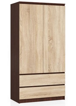 Szafa z drążkiem na ubrania wenge + dąb sonoma - Hino 3X ze sklepu Edinos.pl w kategorii Szafy - zdjęcie 172260969