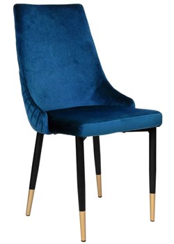 Granatowe metalowe krzesło tapicerowane do jadalni - Mosi ze sklepu Edinos.pl w kategorii Krzesła - zdjęcie 172261006