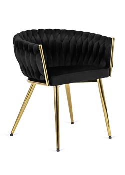 Czarne krzesło plecione w stylu glamour - Upro ze sklepu Edinos.pl w kategorii Krzesła - zdjęcie 172261118